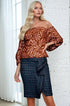 Copper Teal Tweed Pencil Skirt